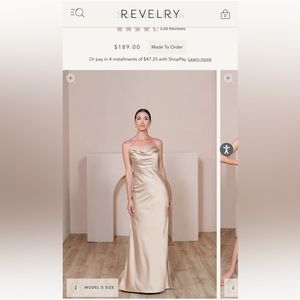 Revelry dress. Gold champagne color. Worn once for a wedding!